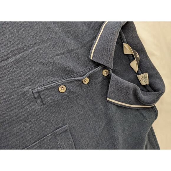 Mens Eddie Bauer Golf tshirt Size Med Navy with Stripe Collar - Picture 7 of 7